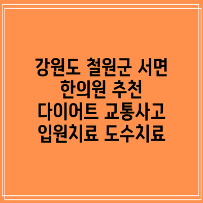 강원도 철원군 서면 한의원 추천 다이어트 교통사고 입원치료 도수치료