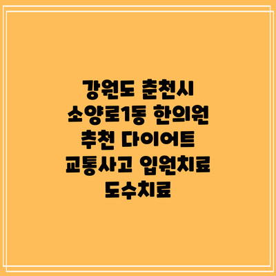 강원도 춘천시 소양로1동 한의원 추천 다이어트 교통사고 입원치료 도수치료