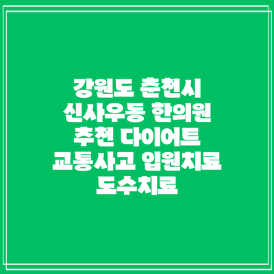 강원도 춘천시 신사우동 한의원 추천 다이어트 교통사고 입원치료 도수치료