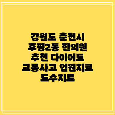 강원도 춘천시 후평2동 한의원 추천 다이어트 교통사고 입원치료 도수치료