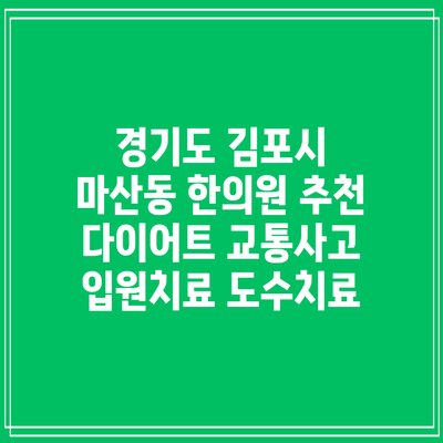 경기도 김포시 마산동 한의원 추천 다이어트 교통사고 입원치료 도수치료