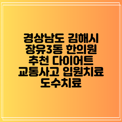 경상남도 김해시 장유3동 한의원 추천 다이어트 교통사고 입원치료 도수치료