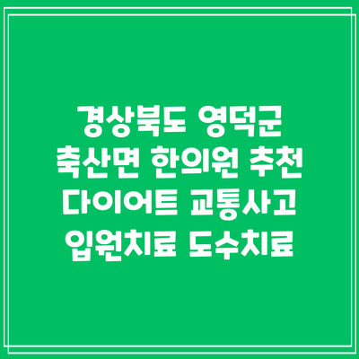 경상북도 영덕군 축산면 한의원 추천 다이어트 교통사고 입원치료 도수치료