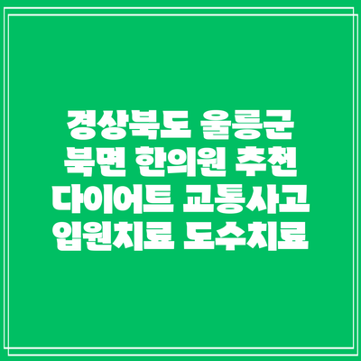 경상북도 울릉군 북면 한의원 추천 다이어트 교통사고 입원치료 도수치료