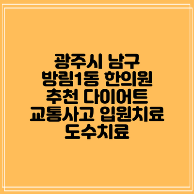 광주시 남구 방림1동 한의원 추천 다이어트 교통사고 입원치료 도수치료