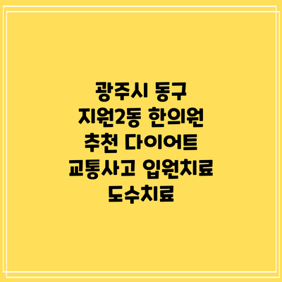 광주시 동구 지원2동 한의원 추천 다이어트 교통사고 입원치료 도수치료