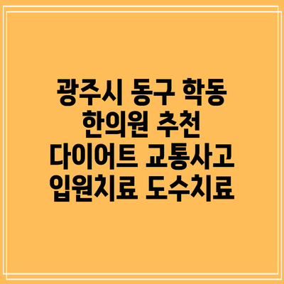 광주시 동구 학동 한의원 추천 다이어트 교통사고 입원치료 도수치료