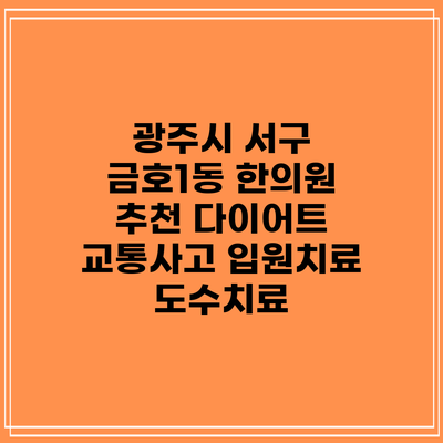 광주시 서구 금호1동 한의원 추천 다이어트 교통사고 입원치료 도수치료