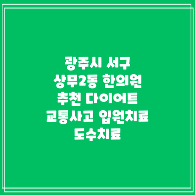 광주시 서구 상무2동 한의원 추천 다이어트 교통사고 입원치료 도수치료
