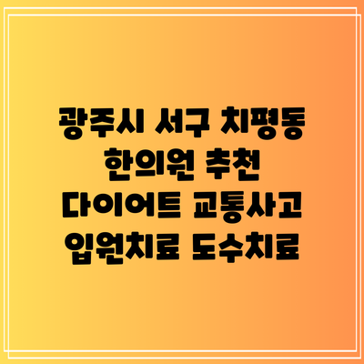 광주시 서구 치평동 한의원 추천 다이어트 교통사고 입원치료 도수치료