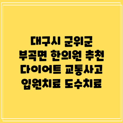 대구시 군위군 부곡면 한의원 추천 다이어트 교통사고 입원치료 도수치료