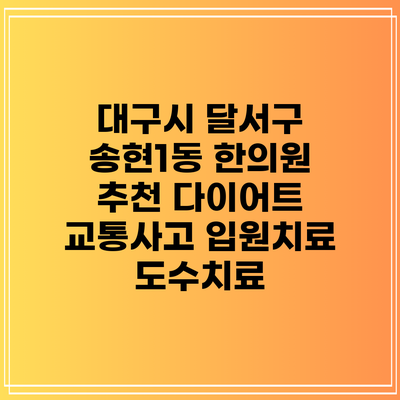 대구시 달서구 송현1동 한의원 추천 다이어트 교통사고 입원치료 도수치료