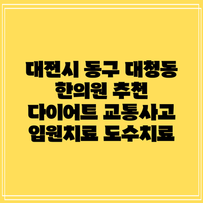 대전시 동구 대청동 한의원 추천 다이어트 교통사고 입원치료 도수치료