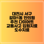 대전시 서구 갈마1동 한의원 추천 다이어트 교통사고 입원치료 도수치료