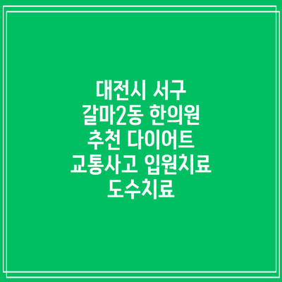 대전시 서구 갈마2동 한의원 추천 다이어트 교통사고 입원치료 도수치료