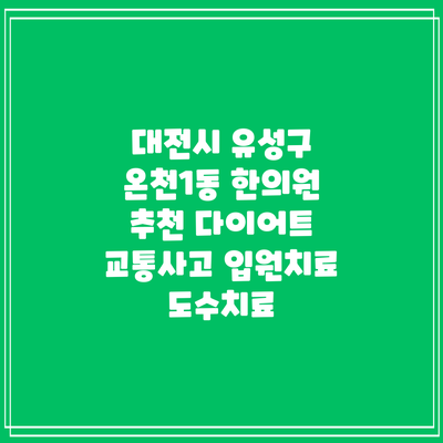 대전시 유성구 온천1동 한의원 추천 다이어트 교통사고 입원치료 도수치료