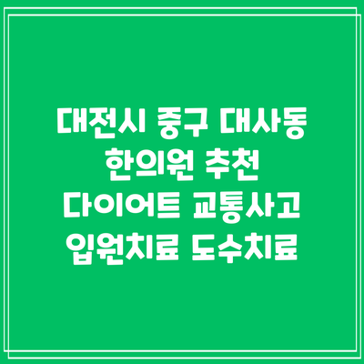 대전시 중구 대사동 한의원 추천 다이어트 교통사고 입원치료 도수치료