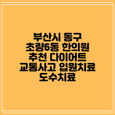 부산시 동구 초량6동 한의원 추천 다이어트 교통사고 입원치료 도수치료