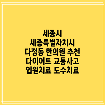세종시 세종특별자치시 다정동 한의원 추천 다이어트 교통사고 입원치료 도수치료