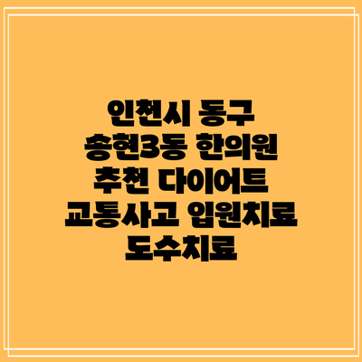 인천시 동구 송현3동 한의원 추천 다이어트 교통사고 입원치료 도수치료