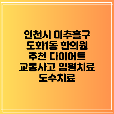 인천시 미추홀구 도화1동 한의원 추천 다이어트 교통사고 입원치료 도수치료