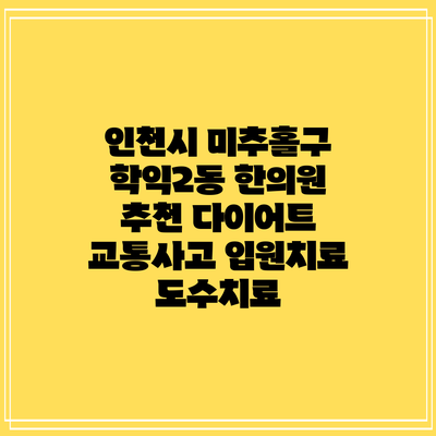 인천시 미추홀구 학익2동 한의원 추천 다이어트 교통사고 입원치료 도수치료