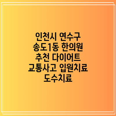 인천시 연수구 송도1동 한의원 추천 다이어트 교통사고 입원치료 도수치료
