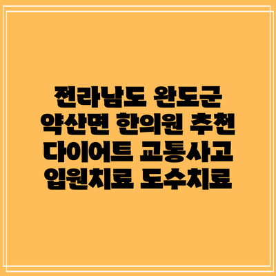 전라남도 완도군 약산면 한의원 추천 다이어트 교통사고 입원치료 도수치료