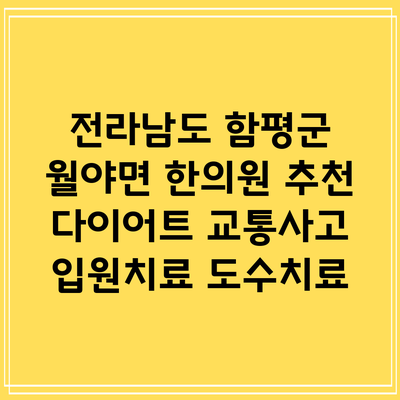 전라남도 함평군 월야면 한의원 추천 다이어트 교통사고 입원치료 도수치료