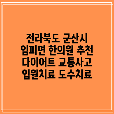 전라북도 군산시 임피면 한의원 추천 다이어트 교통사고 입원치료 도수치료