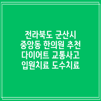 전라북도 군산시 중앙동 한의원 추천 다이어트 교통사고 입원치료 도수치료