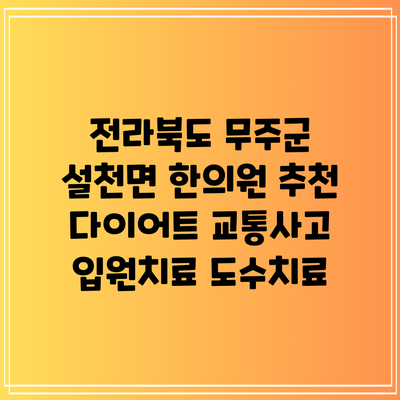 전라북도 무주군 설천면 한의원 추천 다이어트 교통사고 입원치료 도수치료