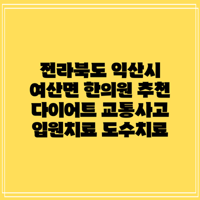 전라북도 익산시 여산면 한의원 추천 다이어트 교통사고 입원치료 도수치료