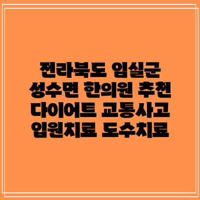 전라북도 임실군 성수면 한의원 추천 다이어트 교통사고 입원치료 도수치료