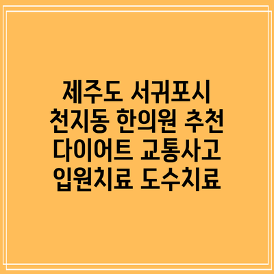 제주도 서귀포시 천지동 한의원 추천 다이어트 교통사고 입원치료 도수치료