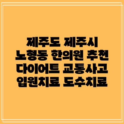 제주도 제주시 노형동 한의원 추천 다이어트 교통사고 입원치료 도수치료