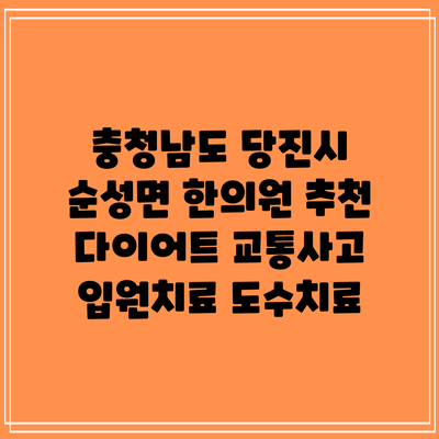 충청남도 당진시 순성면 한의원 추천 다이어트 교통사고 입원치료 도수치료