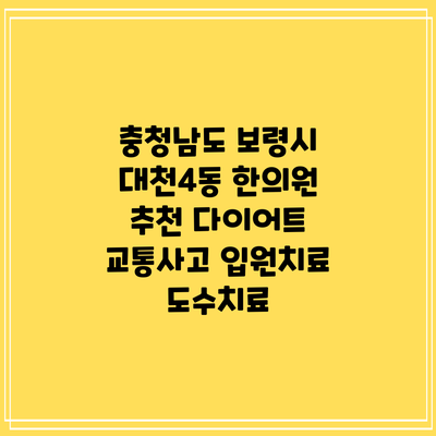 충청남도 보령시 대천4동 한의원 추천 다이어트 교통사고 입원치료 도수치료