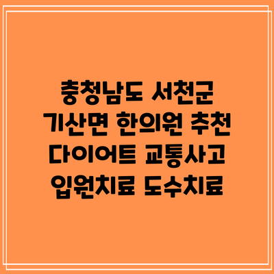 충청남도 서천군 기산면 한의원 추천 다이어트 교통사고 입원치료 도수치료