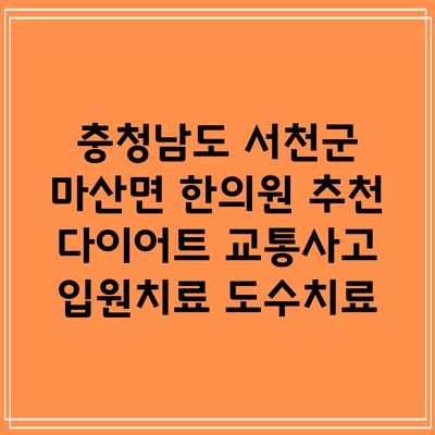 충청남도 서천군 마산면 한의원 추천 다이어트 교통사고 입원치료 도수치료