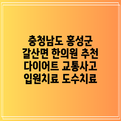 충청남도 홍성군 갈산면 한의원 추천 다이어트 교통사고 입원치료 도수치료