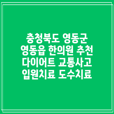 충청북도 영동군 영동읍 한의원 추천 다이어트 교통사고 입원치료 도수치료