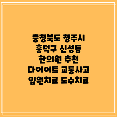 충청북도 청주시 흥덕구 신성동 한의원 추천 다이어트 교통사고 입원치료 도수치료
