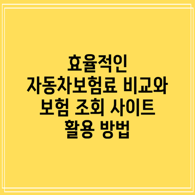 효율적인 자동차보험료 비교와 보험 조회 사이트 활용 방법