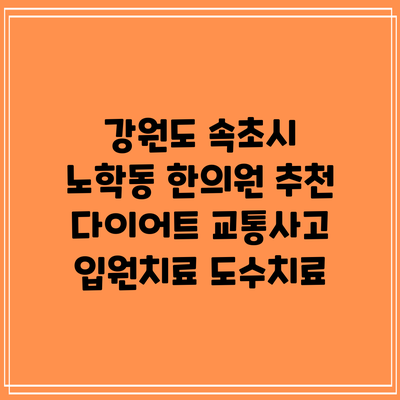 강원도 속초시 노학동 한의원 추천 다이어트 교통사고 입원치료 도수치료
