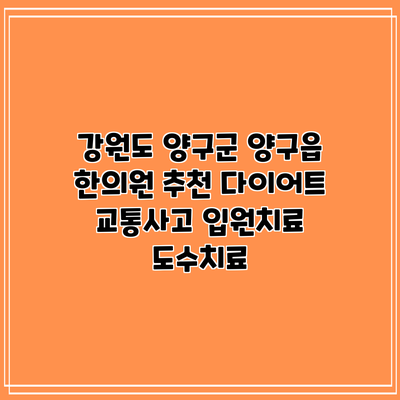 강원도 양구군 양구읍 한의원 추천 다이어트 교통사고 입원치료 도수치료