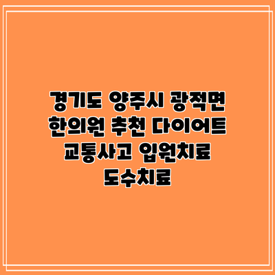 경기도 양주시 광적면 한의원 추천 다이어트 교통사고 입원치료 도수치료