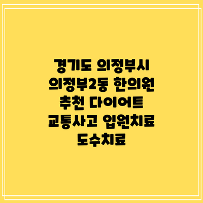 경기도 의정부시 의정부2동 한의원 추천 다이어트 교통사고 입원치료 도수치료