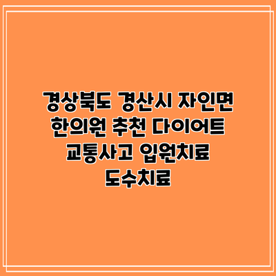 경상북도 경산시 자인면 한의원 추천 다이어트 교통사고 입원치료 도수치료