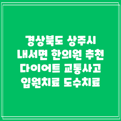 경상북도 상주시 내서면 한의원 추천 다이어트 교통사고 입원치료 도수치료